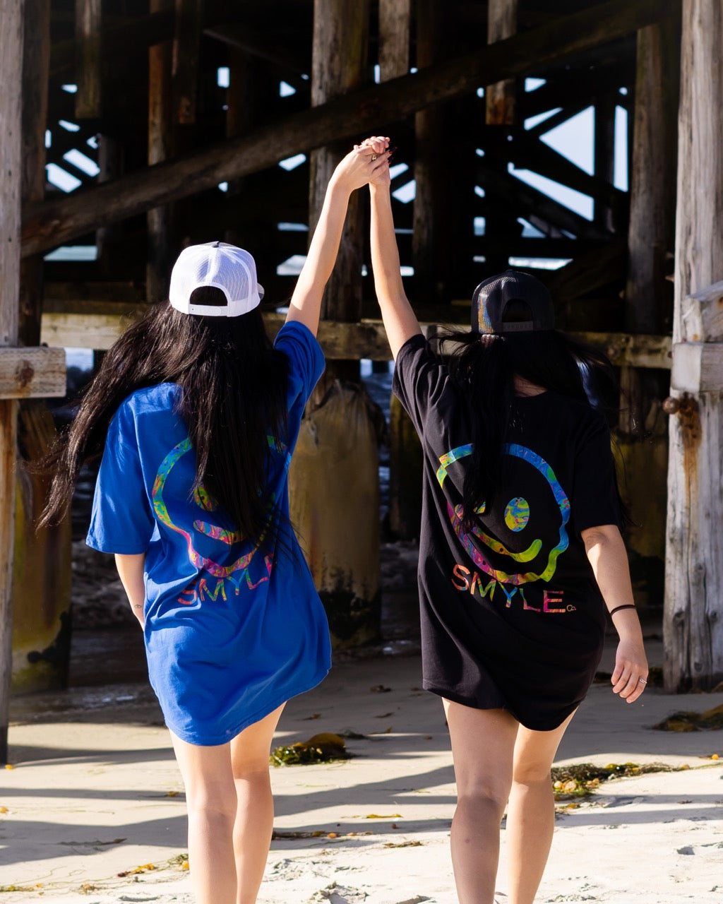 Smyle Blue Tee with our Smyle Rainbow Logo